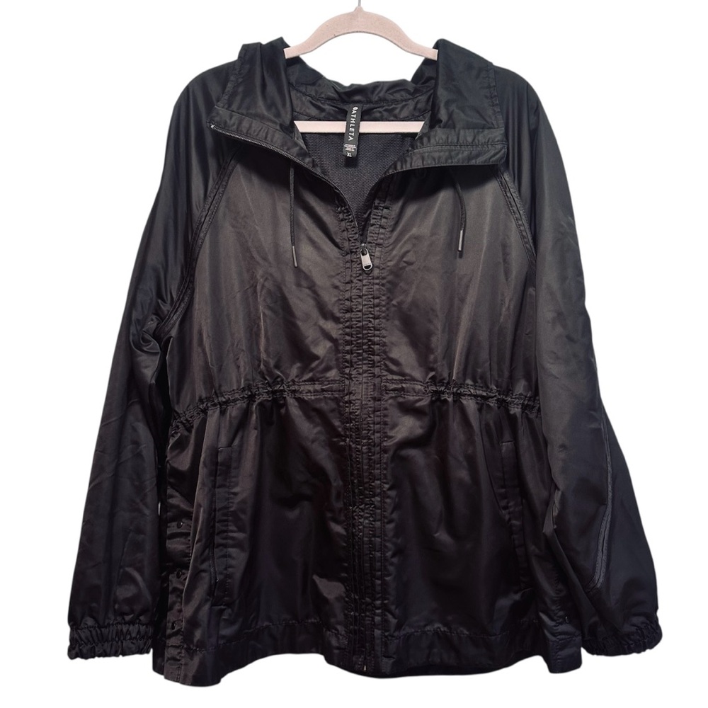 Athleta Escape black lightweight cinched long jacket, size XL - Picture 2 of 13